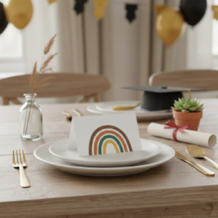 Tarjeta Minimalist Retro Rainbow Folded Table Place Card