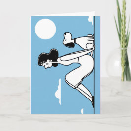 Tarjeta Minimalist Woman and Dog Illustration