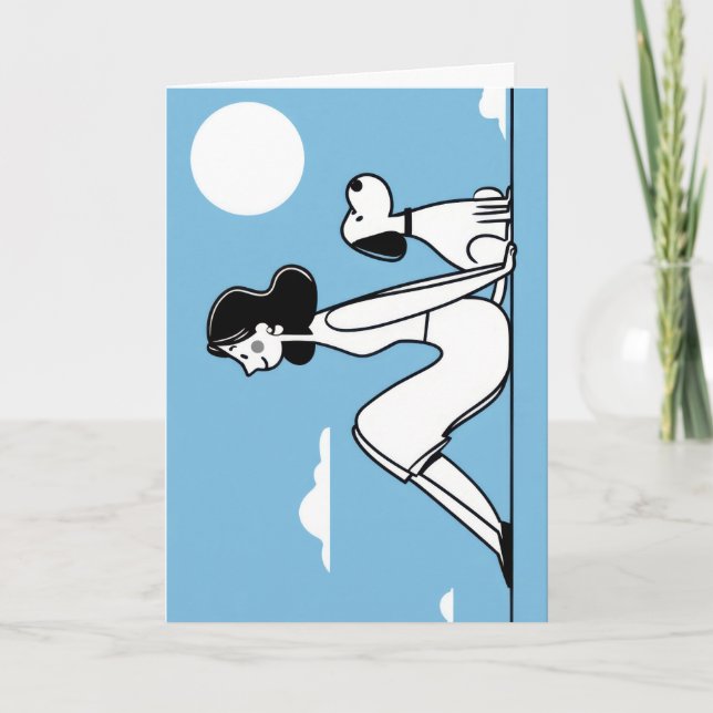 Tarjeta Minimalist Woman and Dog Illustration (Anverso)