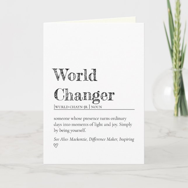 Tarjeta Minimalist World Changer Inspirational Definition (Anverso)