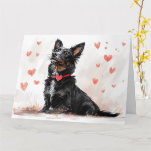 Tarjeta Minimalista Australian Kelpie con Corazón Moderno