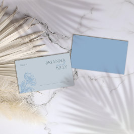 Tarjeta minimalista Boda floral azul