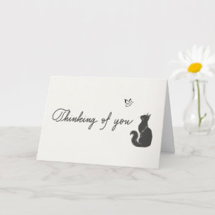 Tarjeta Minimalista Crema Pensando en Ti Pérdida de Gato S