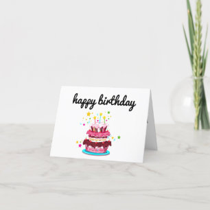 Tarjeta Minimalista cumpleaños feliz con Cake