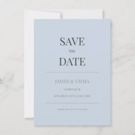 Tarjeta Minimalista de Anuncio de Boda | Azul Crep