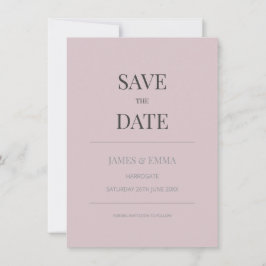 Tarjeta Minimalista de Anuncio de Fecha Rosa Opaco