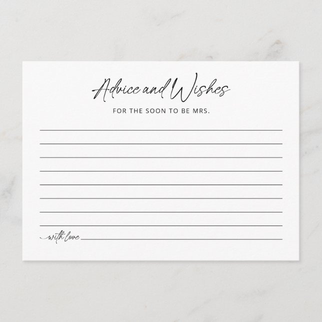 Tarjeta minimalista de asesoramiento para ducha de (Anverso)