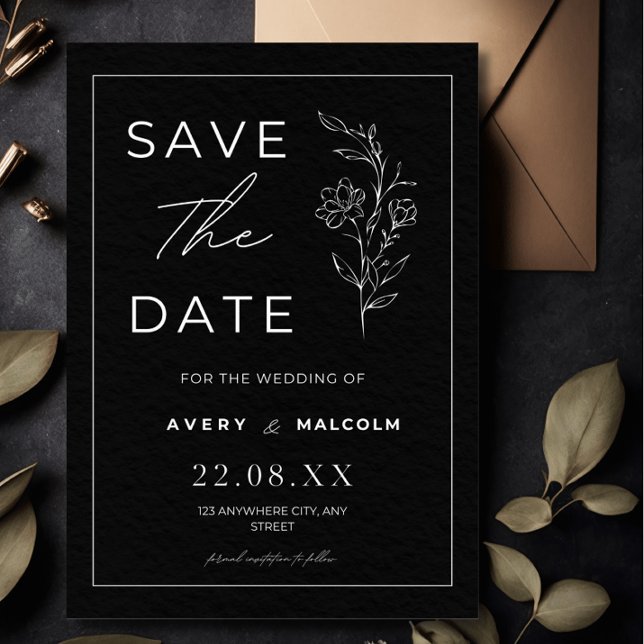 Tarjeta minimalista de fecha de guardado, boda mod (Subido por el creador)