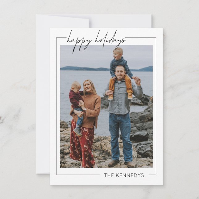 Tarjeta minimalista de felicitaciones navideñas po (Anverso)