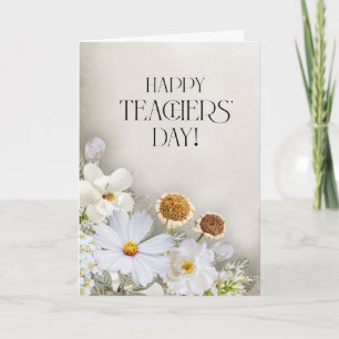 Tarjeta minimalista de flores blancas para el Día