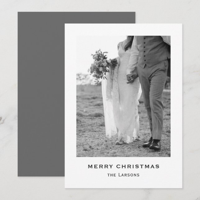 Tarjeta minimalista de Navidades grises modernos (Anverso / Reverso)