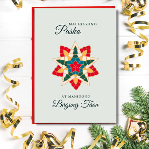 Tarjeta minimalista de Navidades ligeros filipinos