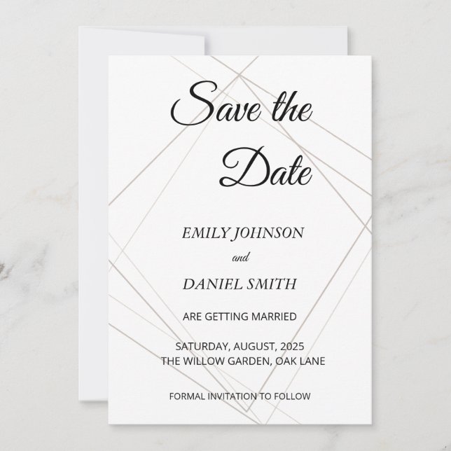 Tarjeta minimalista de Save the Date (Anverso)