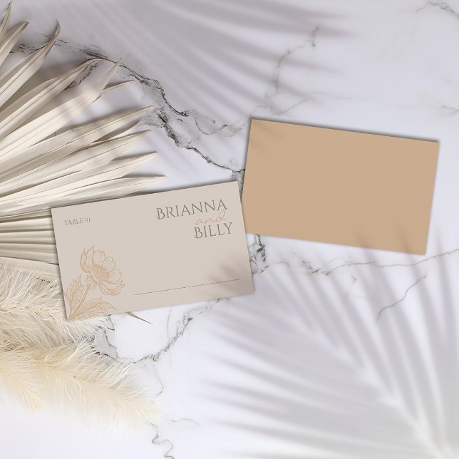 Tarjeta minimalista Earthy Floral Boda Place (Subido por el creador)