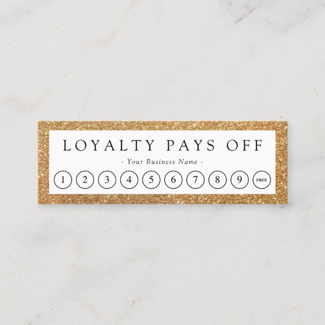 Tarjeta minimalista Faux Gold Border Loyalty Punch (Anverso)