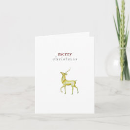Tarjeta Minimalista Feliz Navidad Reno Dorado