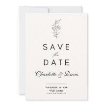 Tarjeta minimalista floral para guardar la fecha