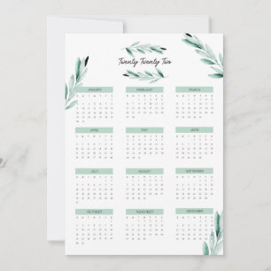 Tarjeta Minimalista moderna del calendario 2022 de