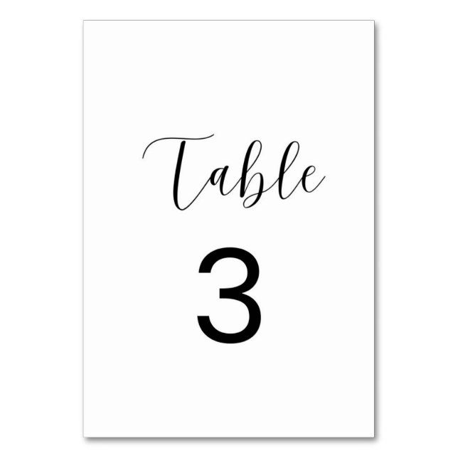 Tarjeta Minimalista Número 3 de Mesa (Anverso)