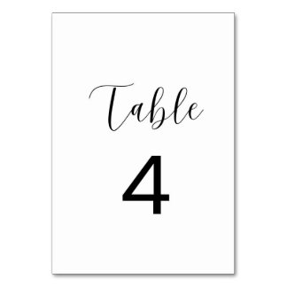 Tarjeta Minimalista Número 4 de Mesa