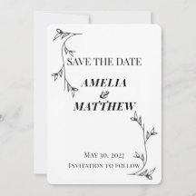 Tarjeta minimalista para guardar la fecha, estétic