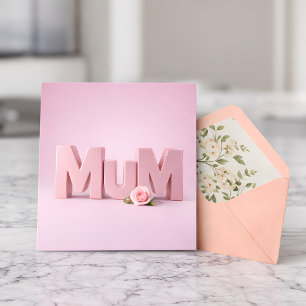 Tarjeta minimalista rosa de MuM para el Día de la 