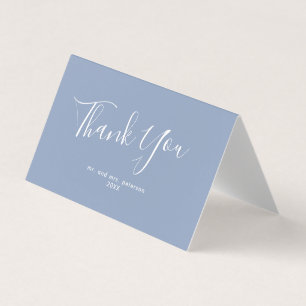 Tarjeta Minimalista Script Dusty Blue Boda Gracias