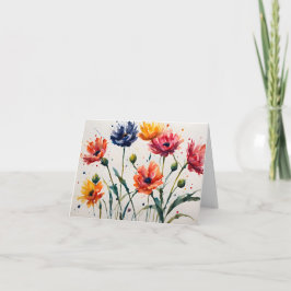 Tarjeta Minimalistas Flores Silvestres Splatter Paint Grac