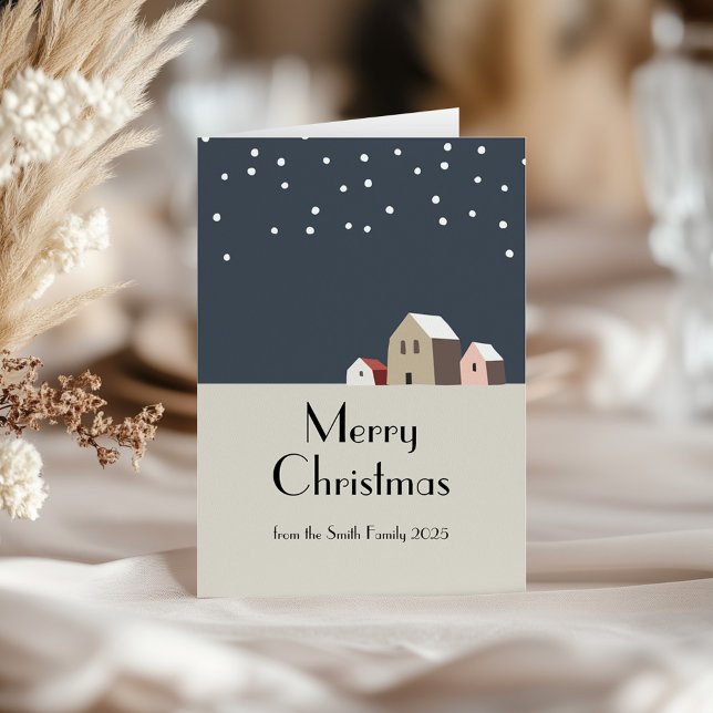 Tarjeta Minimalistas Navidades de nieve en aldea vacacione (Subido por el creador)