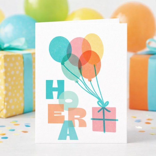 Tarjeta Minimalistische Ballonnen Cadeau Hoera Verjaardag (Subido por el creador)