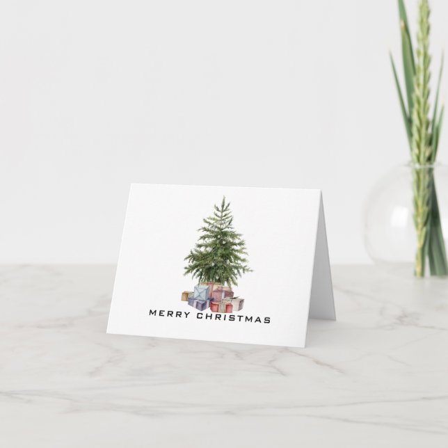 Tarjeta Mínimo Árbol tradicional de Navidad Feliz Navidad (Anverso)