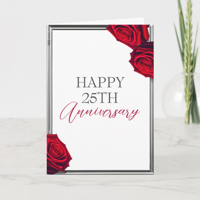 Tarjeta Mínimo Esposo de Marco Plateado 25 Aniversario (Anverso)
