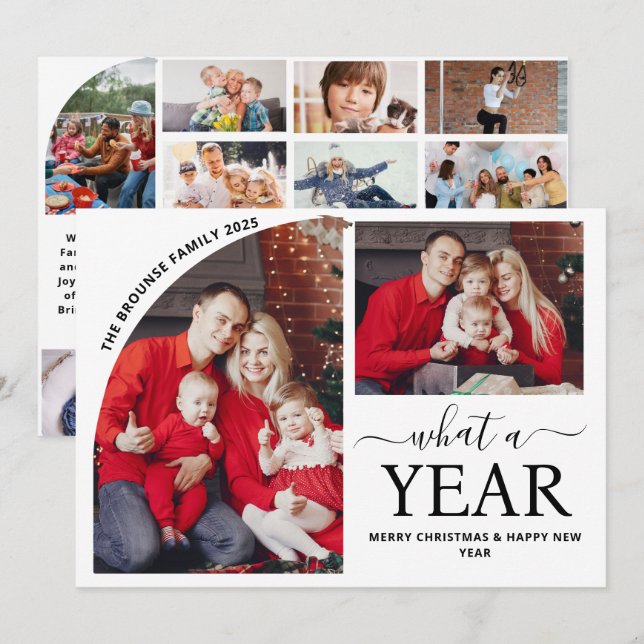 Tarjeta Mínimo qué año Navidades de varios Collages de fot (Anverso / Reverso)