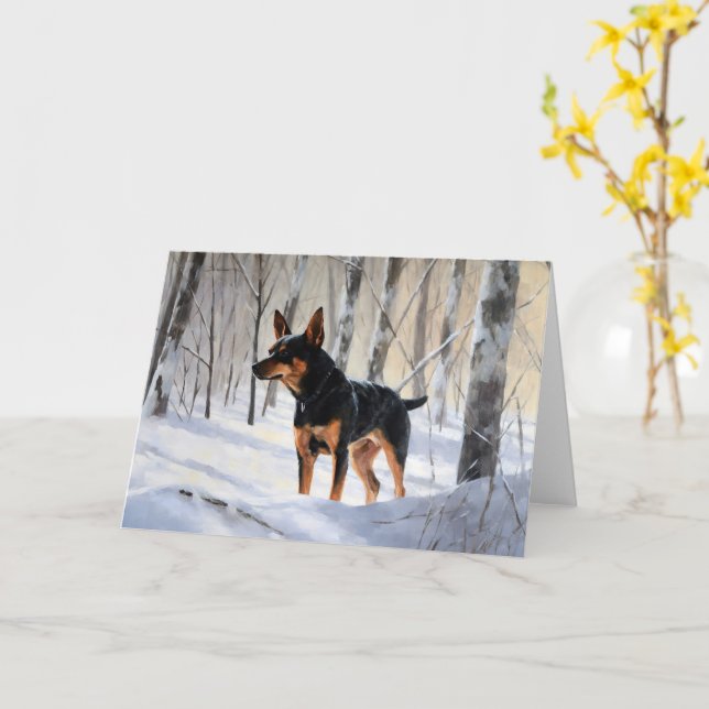 Tarjeta Ministra Pinscher deja que nieva a Navidades (flor amarilla)