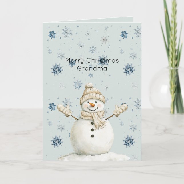 Tarjeta Mint Blue Snowflakes Snowman Christmas (Anverso)
