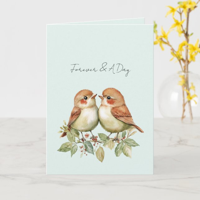 Tarjeta Mint Forever Love Birds (flor amarilla)