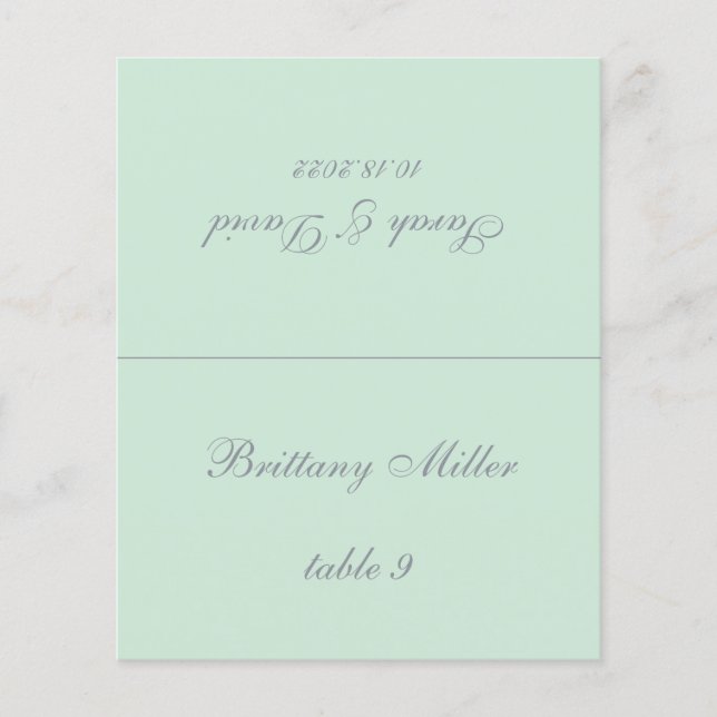 Tarjeta Mint Green Boda Place - Nombre de invitado (Anverso)