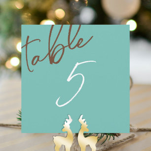 Tarjeta Mint Green, Brown Table Number