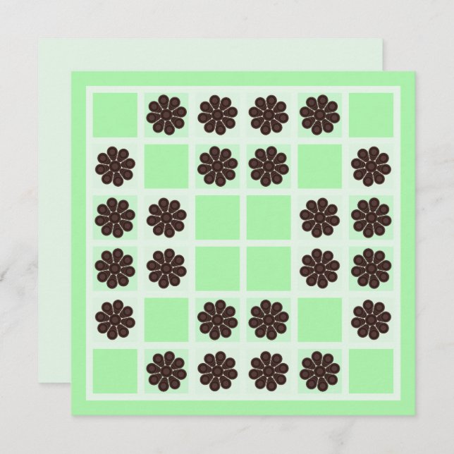 Tarjeta Mint Green Cream And Chocolate Chip Quilt Pattern (Anverso / Reverso)