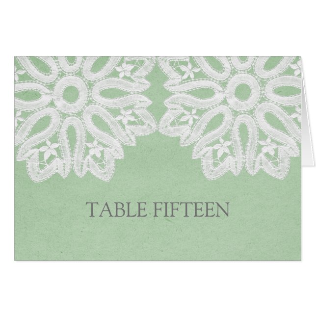 Tarjeta Mint Green Elegance Lace Table Number (Anverso (Horizontal))