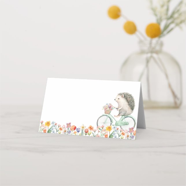 Tarjeta Mint Green Hedgehog Baby Shower Place (Anverso)