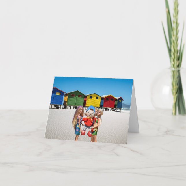 Tarjeta Mira a quién recogimos en la playa. (Anverso)