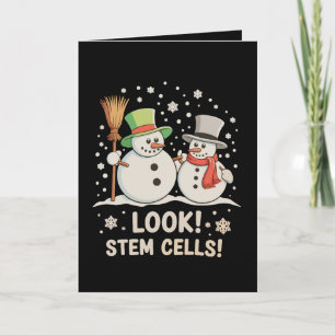 Tarjeta Mira células madre muñeco de nieve Navidad ciencia