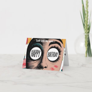 Tarjeta Mira en mis ojos la cara feliz de cumpleaños