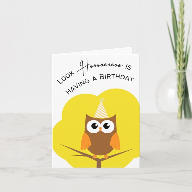 Tarjeta Mira Hooooooo está teniendo un cumpleaños - tarjet (Anverso)