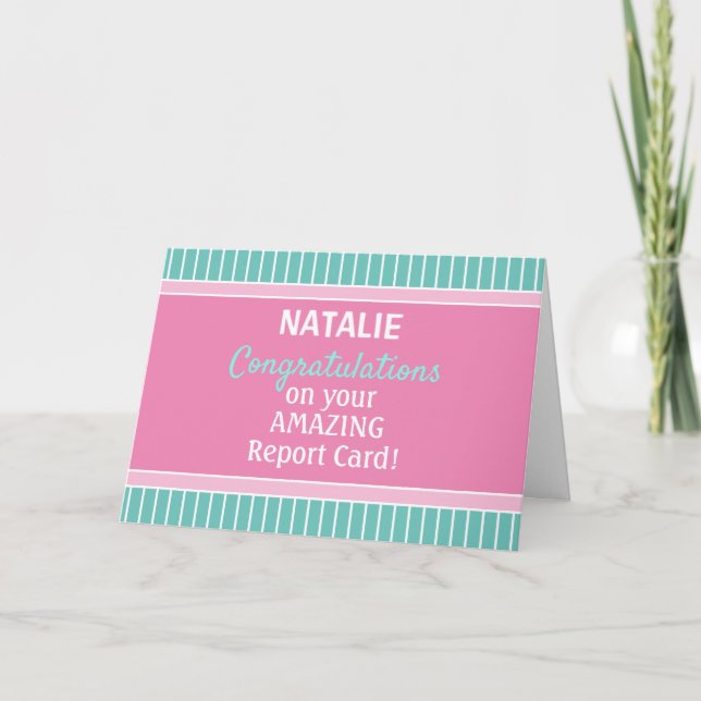 Tarjeta ¡Mira! ¡Increíble informe de felicitaciones! (Anverso)