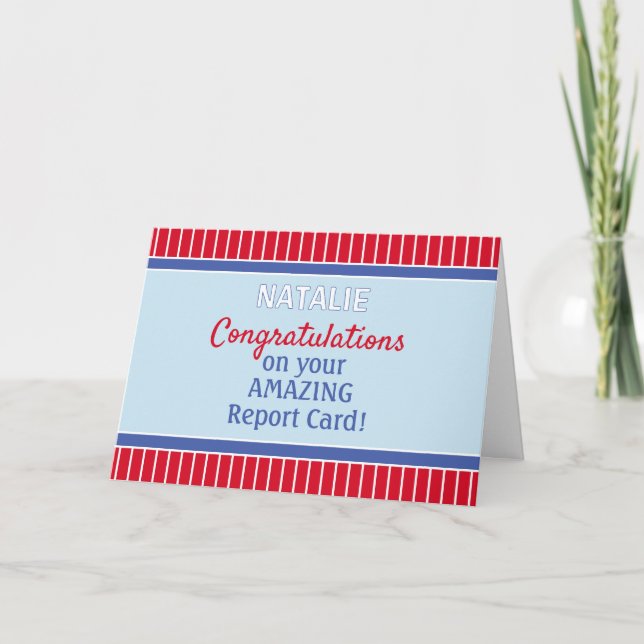 Tarjeta ¡Mira! ¡Increíble informe de felicitaciones! (Anverso)