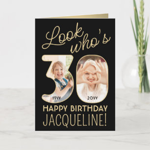 Tarjeta Mira Quien Cumple 30 Negro Y Dorado Cumpleaños Fel