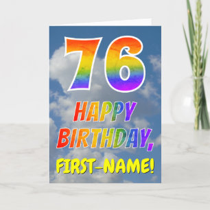 Tarjeta Mirada "76" del arco iris y "FELIZ CUMPLEAÑOS",
