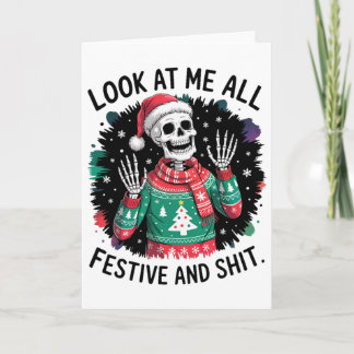 Tarjeta Mírame todo festivo y - Esqueleto divertido de Nav